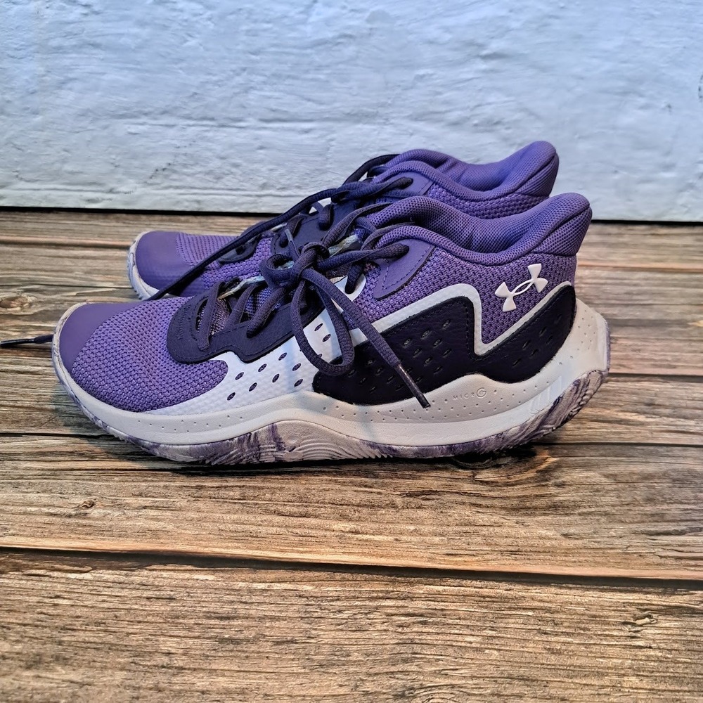 Under Armour Jet 21 Purple Grey Kids Basketball Shoes 3026635-501 Size 6Y